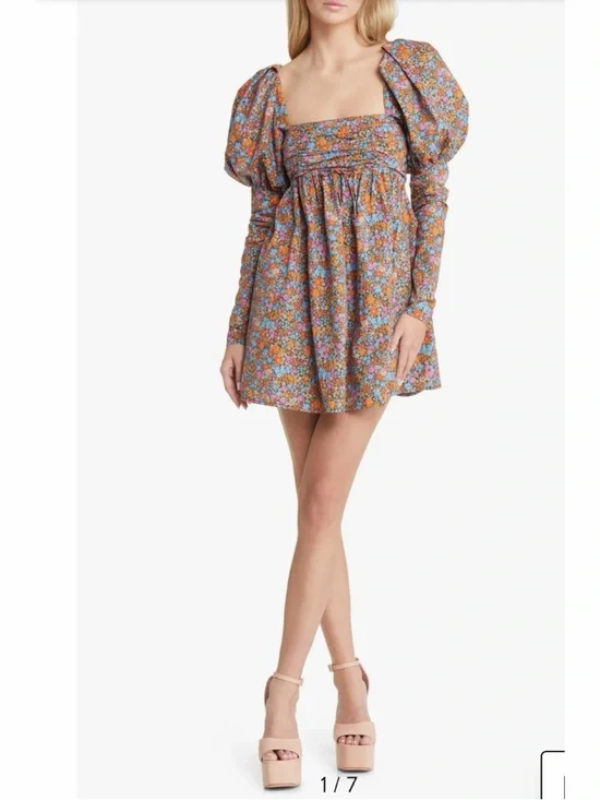 NWT For Love & Lemons 1X Brittany Floral Puff Sleeve Organic Cotton Babydoll - Picture 8 of 11